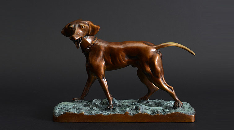 铜雕猎犬